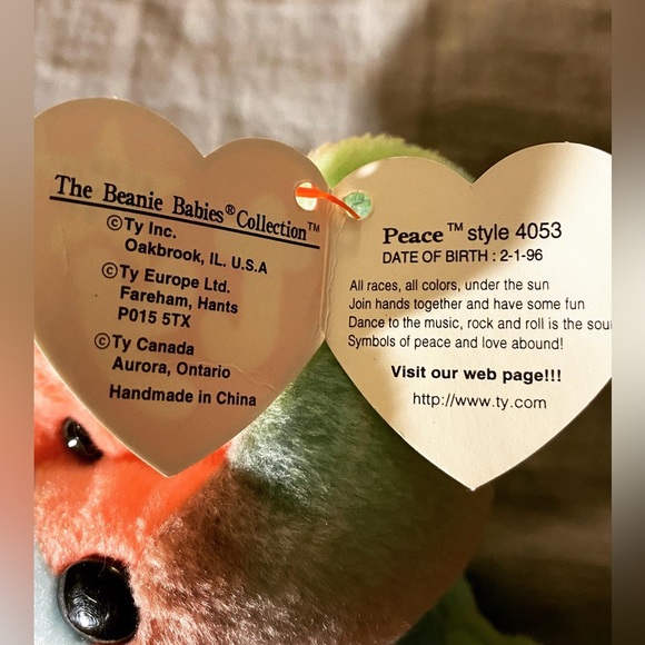 Vintage Peace bear Ty Beanie Baby - Picture 4 of 4